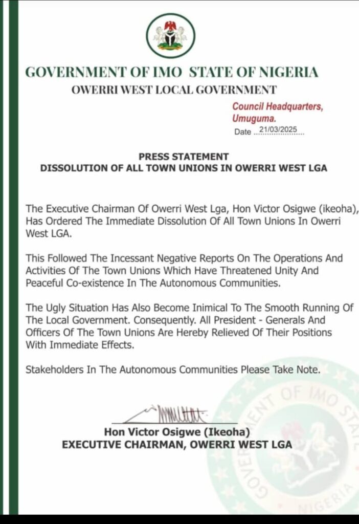 OW-WEST PRESS RELEASE DISSOLUTION
