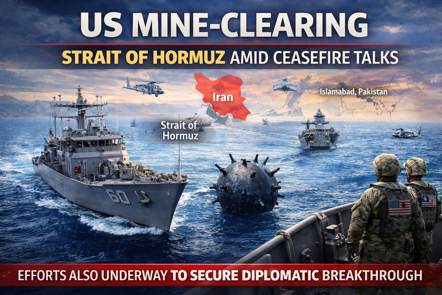 US Mine-Clearing Strait of Hormuz Amid Ceasefire Talks