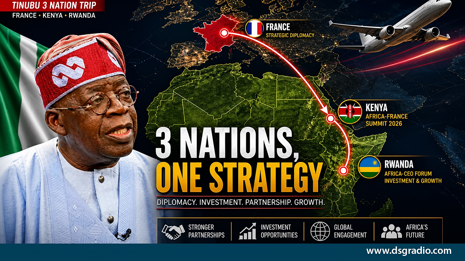 Tinubu 3 Nation Trip Targets France, Kenya, Rwanda Deals